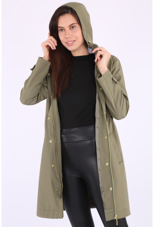 5082 Kapşonlu Uzun Trenchcoat