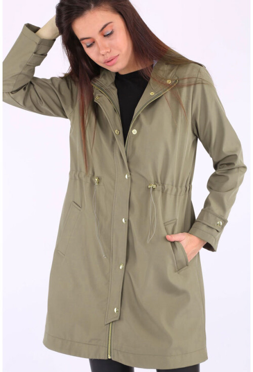 5082 Kapşonlu Uzun Trenchcoat