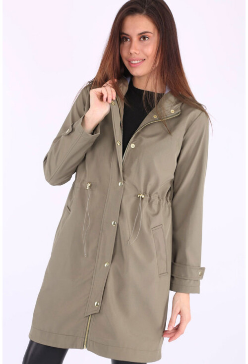 5082 Kapşonlu Uzun Trenchcoat