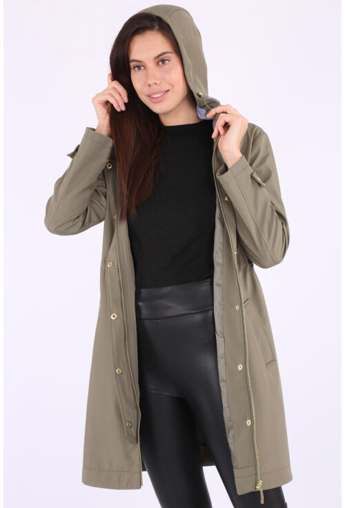 5082 Kapşonlu Uzun Trenchcoat