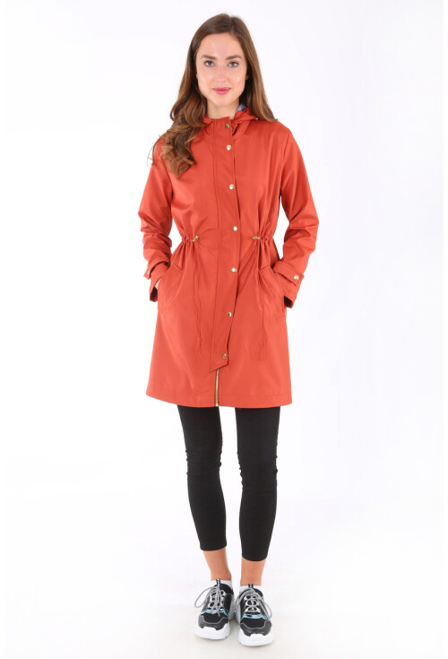 5082 Kapşonlu Uzun Trenchcoat