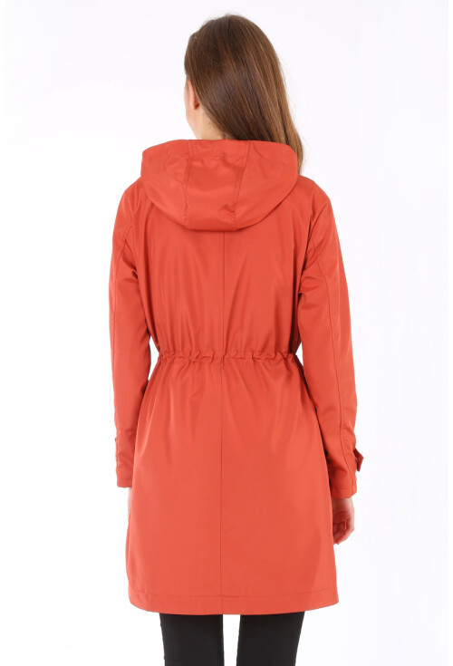 5082 Kapşonlu Uzun Trenchcoat