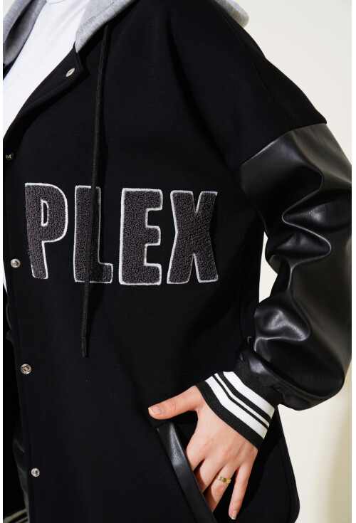 55426 Hooded Oversized College Jacket