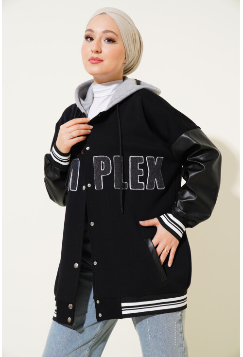 55426 Hooded Oversized College Jacket