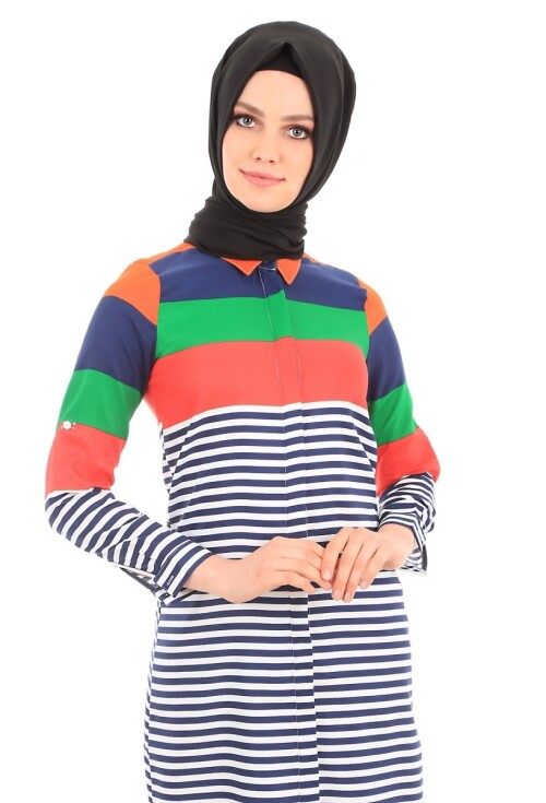 5636 Çizgili Tesettür Tunik