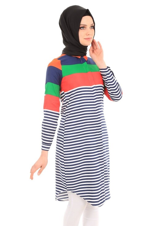 5636 Çizgili Tesettür Tunik