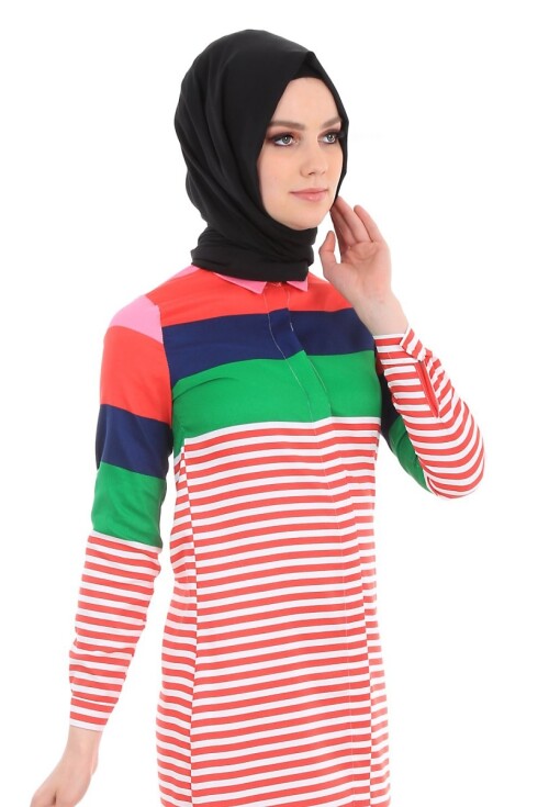5636 Çizgili Tesettür Tunik