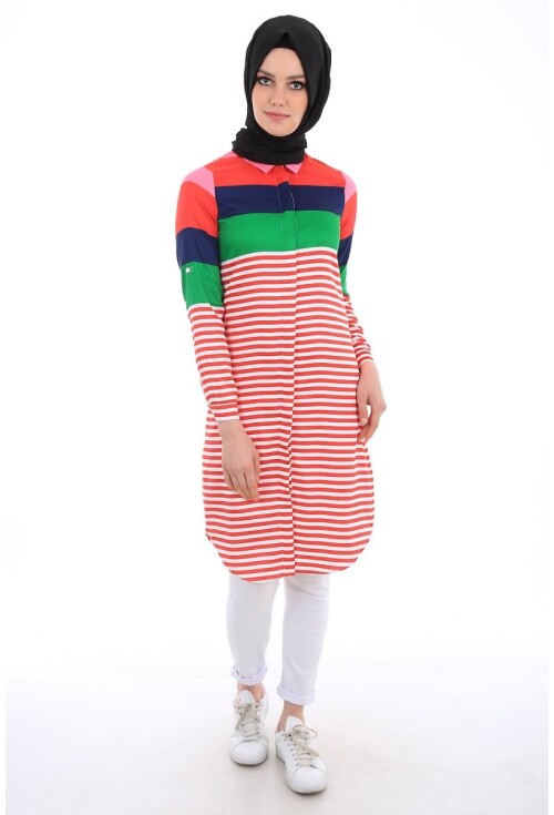 5636 Çizgili Tesettür Tunik