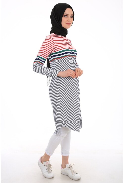 5636 Çizgili Tesettür Tunik