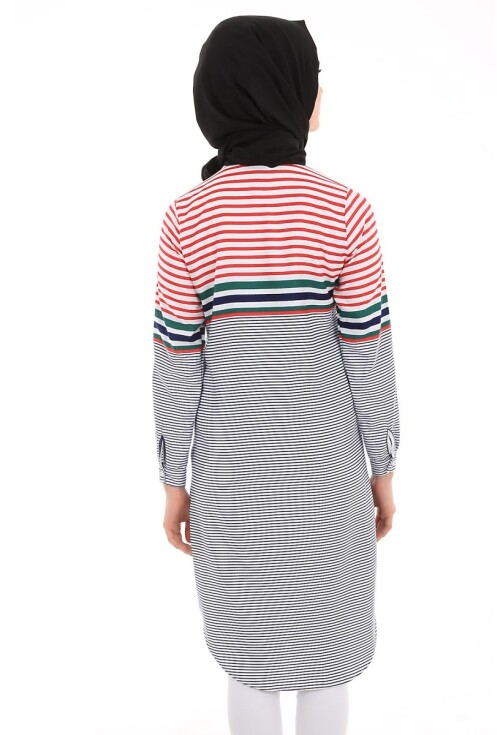 5636 Çizgili Tesettür Tunik