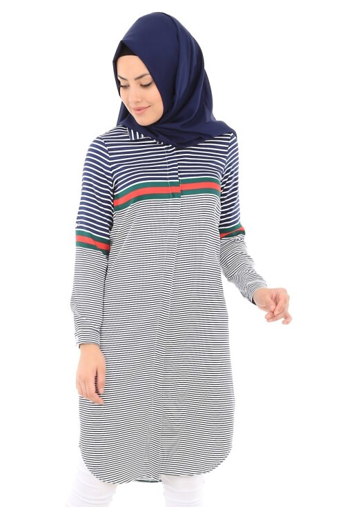5636 Çizgili Tesettür Tunik