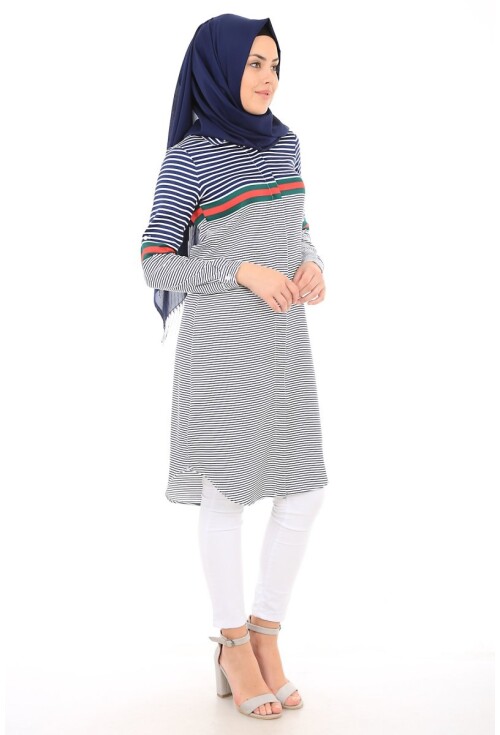 5636 Çizgili Tesettür Tunik
