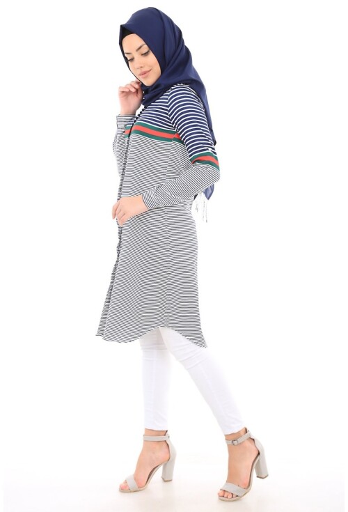 5636 Çizgili Tesettür Tunik