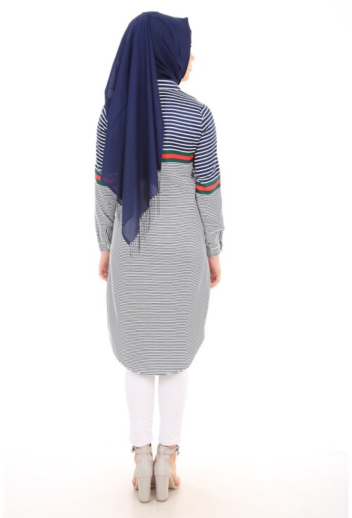 5636 Çizgili Tesettür Tunik