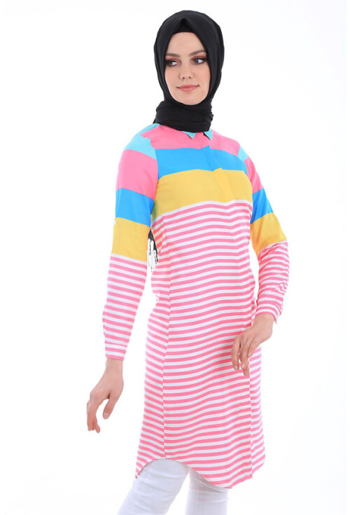 5636 Çizgili Tesettür Tunik