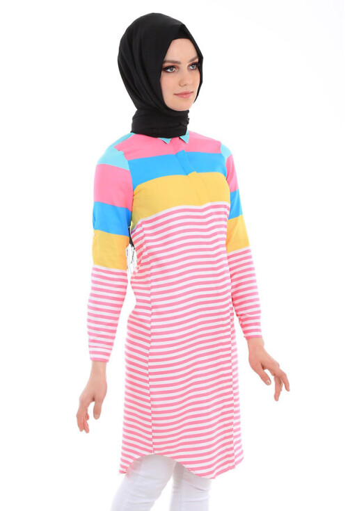 5636 Çizgili Tesettür Tunik