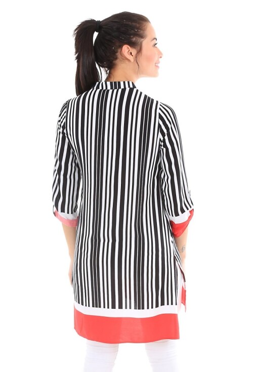 5649 Hakim Yaka Çizgili Tunik