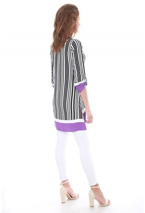 5649 Hakim Yaka Çizgili Tunik
