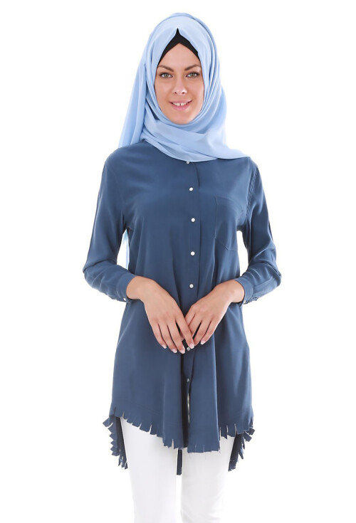 5651 Önden Çıtçıtlı Püsküllü Tesettür Tunik