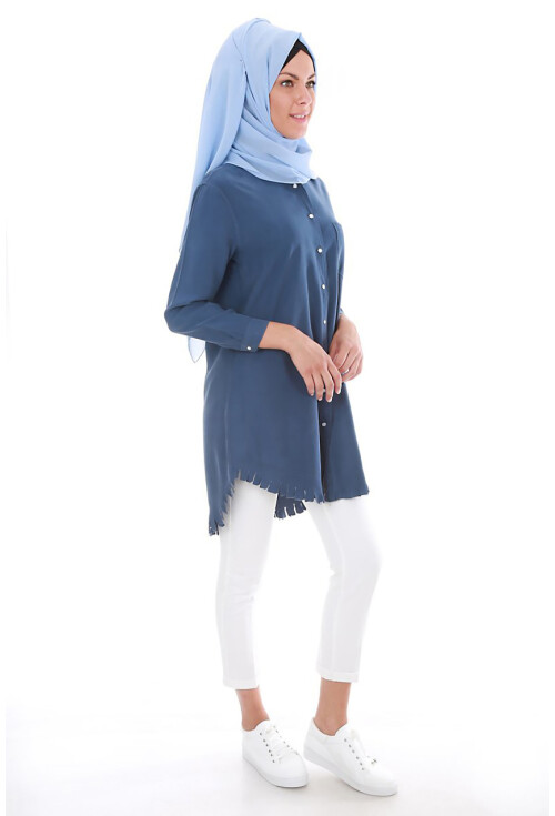 5651 Önden Çıtçıtlı Püsküllü Tesettür Tunik