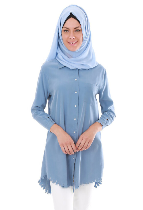 5651 Önden Çıtçıtlı Püsküllü Tesettür Tunik