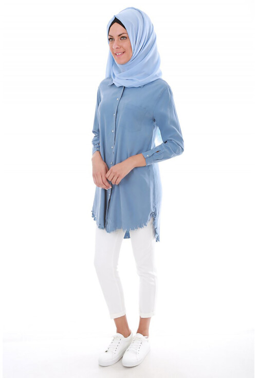 5651 Önden Çıtçıtlı Püsküllü Tesettür Tunik
