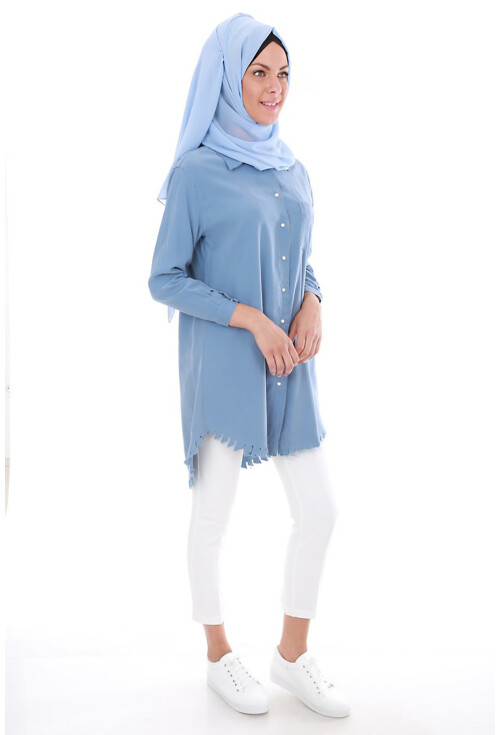 5651 Önden Çıtçıtlı Püsküllü Tesettür Tunik