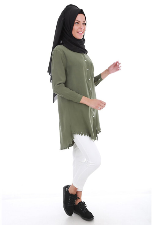 5651 Önden Çıtçıtlı Püsküllü Tesettür Tunik