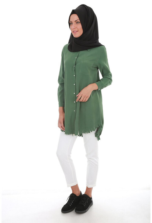 5651 Önden Çıtçıtlı Püsküllü Tesettür Tunik