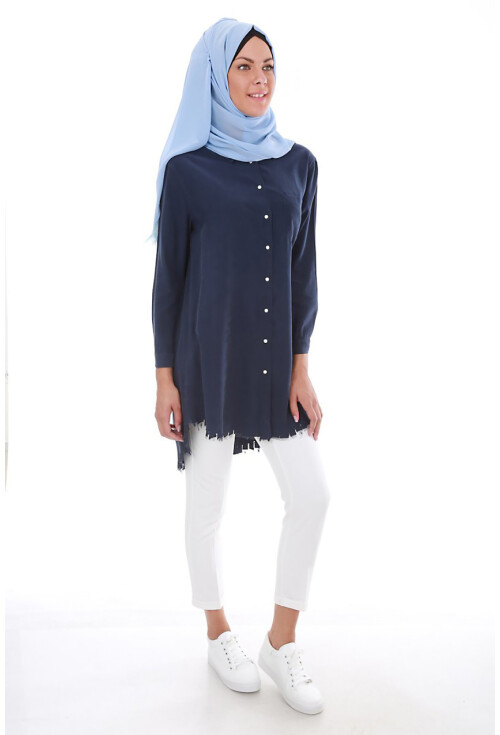 5651 Önden Çıtçıtlı Püsküllü Tesettür Tunik
