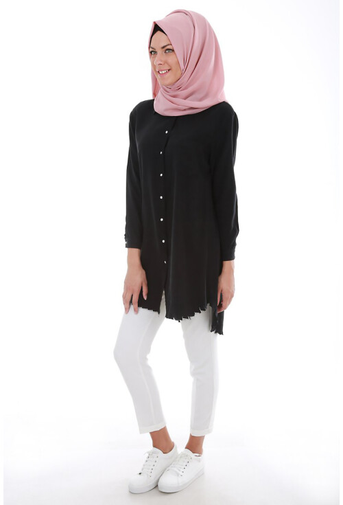 5651 Önden Çıtçıtlı Püsküllü Tesettür Tunik