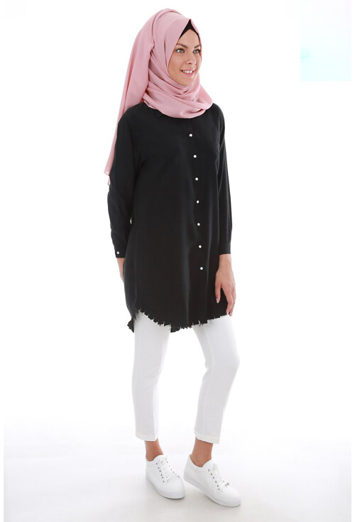 5651 Önden Çıtçıtlı Püsküllü Tesettür Tunik