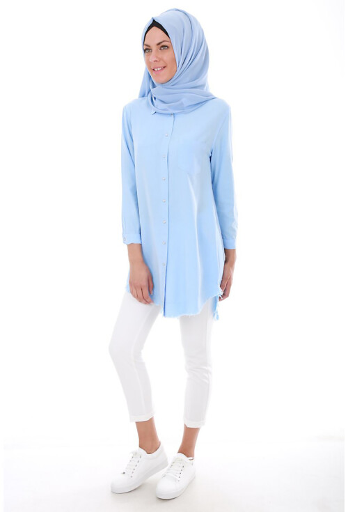 5651 Önden Çıtçıtlı Püsküllü Tesettür Tunik