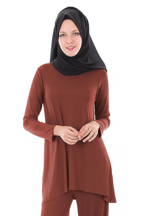 5682 Düz Çizgili Tesettür Tunik