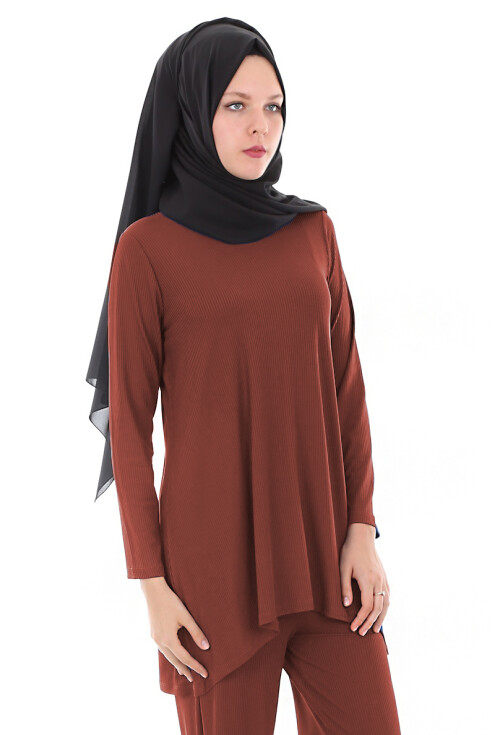 5682 Düz Çizgili Tesettür Tunik