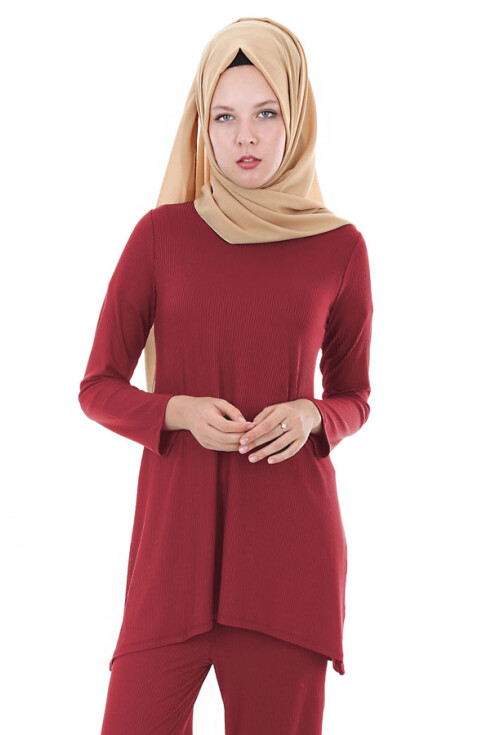 5682 Düz Çizgili Tesettür Tunik