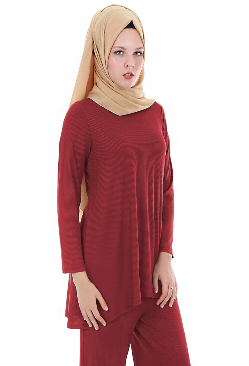 5682 Düz Çizgili Tesettür Tunik