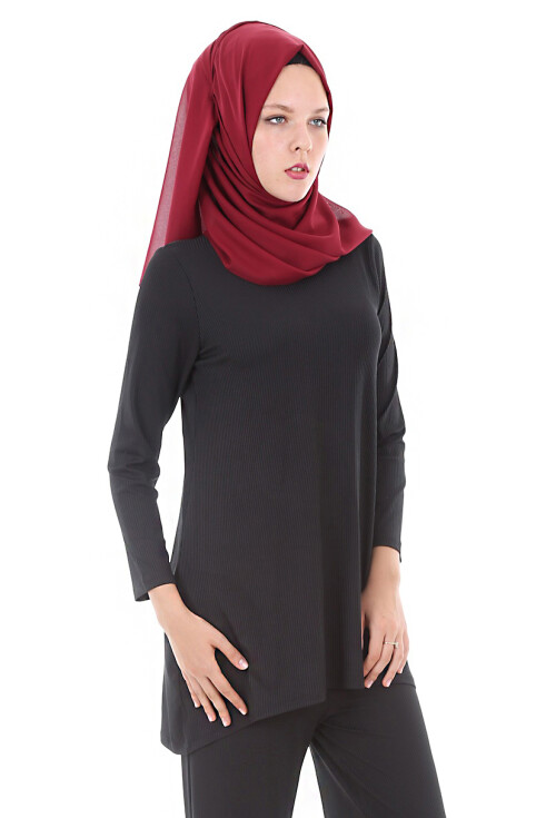 5682 Düz Çizgili Tesettür Tunik