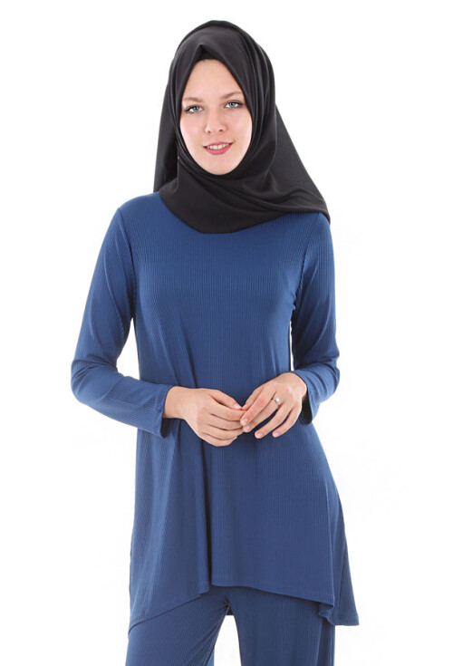 5682 Düz Çizgili Tesettür Tunik