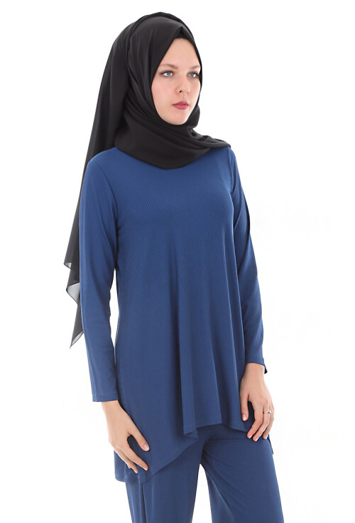 5682 Düz Çizgili Tesettür Tunik