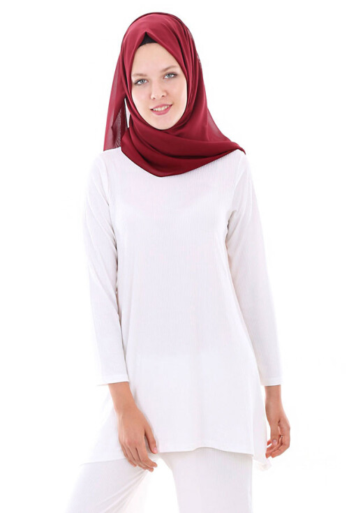 5682 Düz Çizgili Tesettür Tunik
