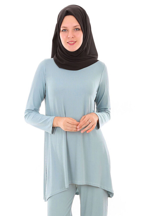 5682 Düz Çizgili Tesettür Tunik