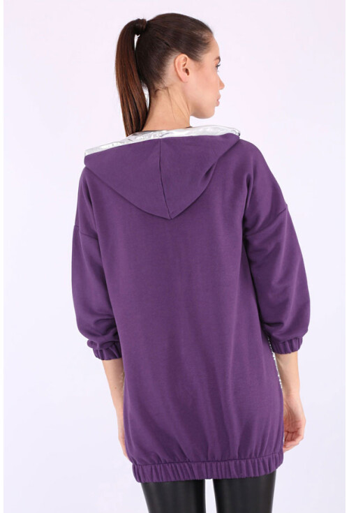 5772 Pul Detaylı Kapşonlu Sweatshırt