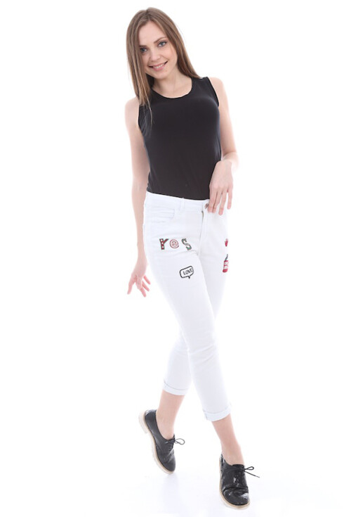 6341 Coffe Baskılı Gabardin Pantolon