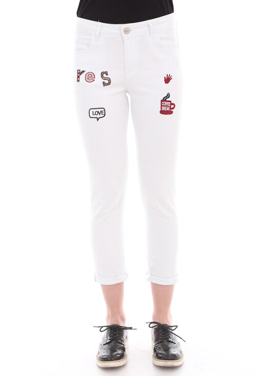 6341 Coffe Baskılı Gabardin Pantolon