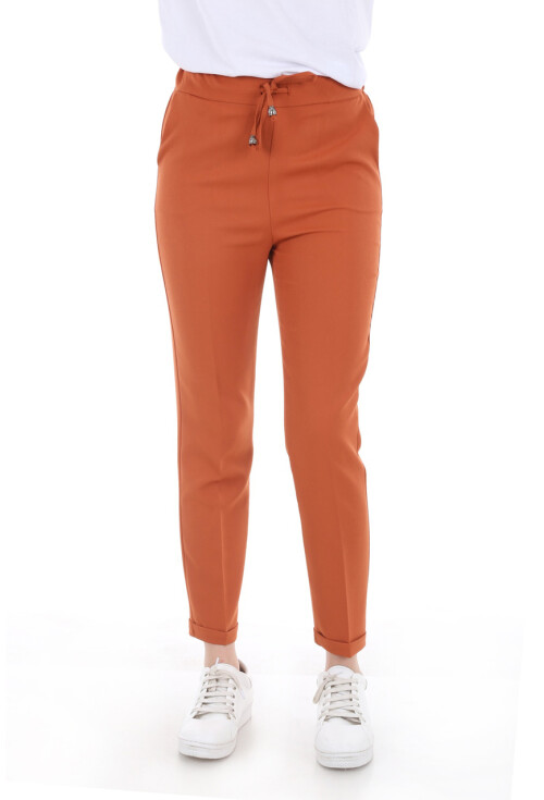 6427 Beli Lastikli Desenli Pantolon