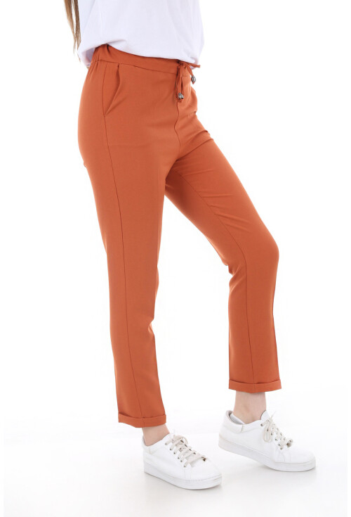 6427 Beli Lastikli Desenli Pantolon