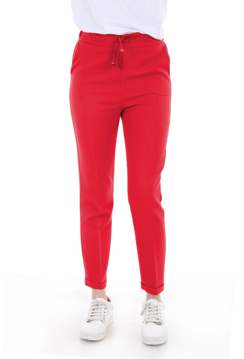 6427 Beli Lastikli Desenli Pantolon