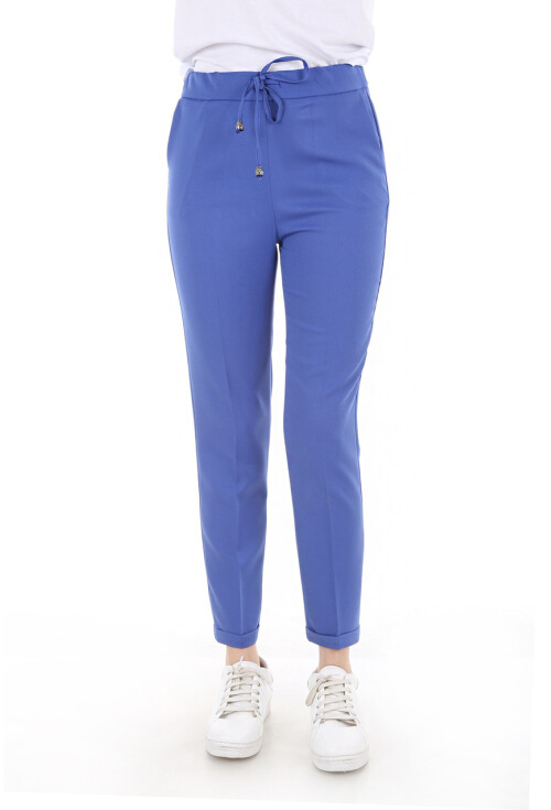 6427 Beli Lastikli Desenli Pantolon