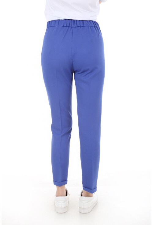 6427 Beli Lastikli Desenli Pantolon